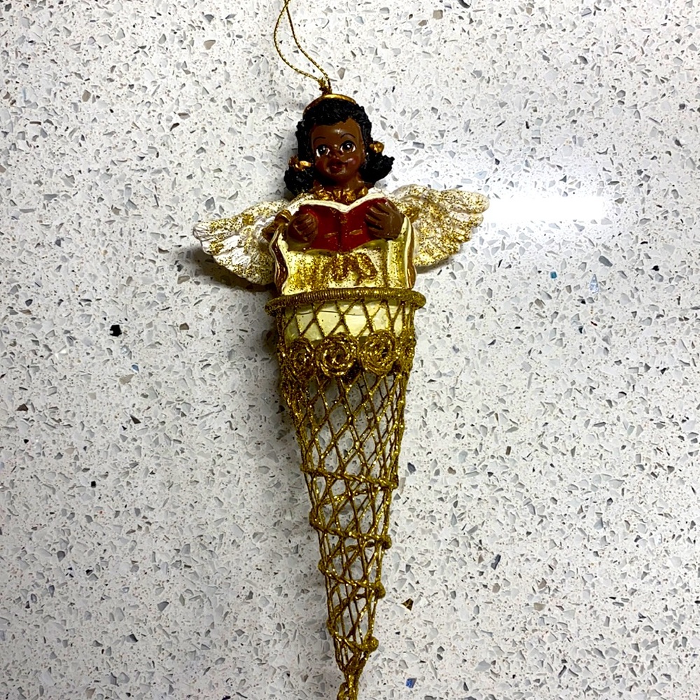 Black angel Christmas ornament